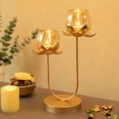 2 Lotus Mercury Votive Candle Holder for Table