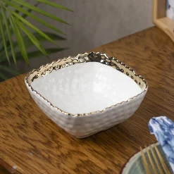Antique Off White Ceramic Square Serving Dish - 18 x 18 x 7CM