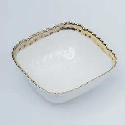 Antique Off White Ceramic Square Serving Dish - 18 x 18 x 7CM
