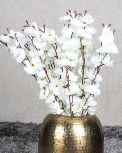 Artificial Flower Plant, Cherry Blossom, Polyester, White, Set of 2