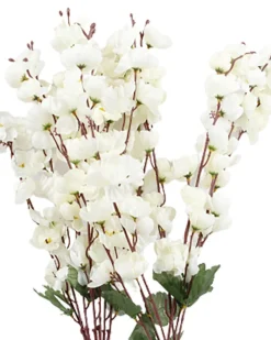 Artificial Flower Plant, Cherry Blossom, Polyester, White, Set of 2