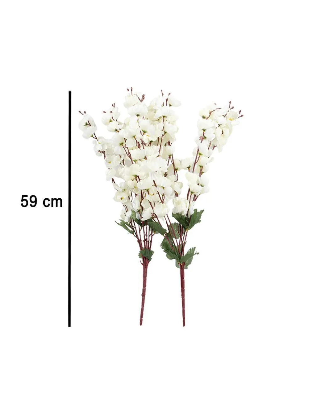 Artificial Flower Plant, Cherry Blossom, Polyester, White, Set of 2