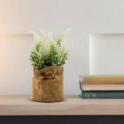 Artificial Flower Plant with Sack Bag, Green, Jute & Plastic