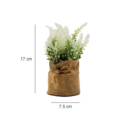 Artificial Flower Plant with Sack Bag, Green, Jute & Plastic