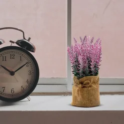 Artificial Flower Plant with Sack Bag, Pink, Jute & Plastic