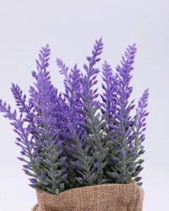 Artificial Flower Plant with Sack Bag, Purple, Jute & Plastic
