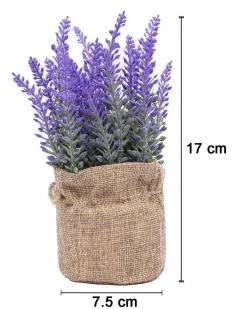 Artificial Flower Plant with Sack Bag, Purple, Jute & Plastic