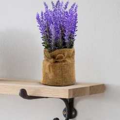 Artificial Flower Plant with Sack Bag, Purple, Jute & Plastic