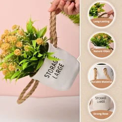Artificial Flower With Pot – Green & White