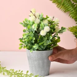 Artificial Flower With Pot – White