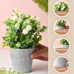 Artificial Flower With Pot – White
