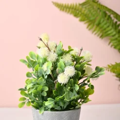 Artificial Flower With Pot – White