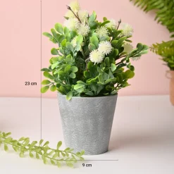 Artificial Flower With Pot – White