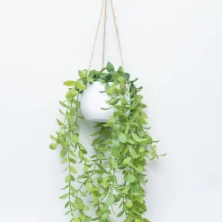 Artificial Greenery Hanging Plant With White Pot - For Wall Décor