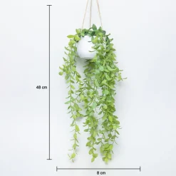 Artificial Greenery Hanging Plant With White Pot - For Wall Décor