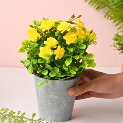 Artificial Plant With Pot – Green & Yellow