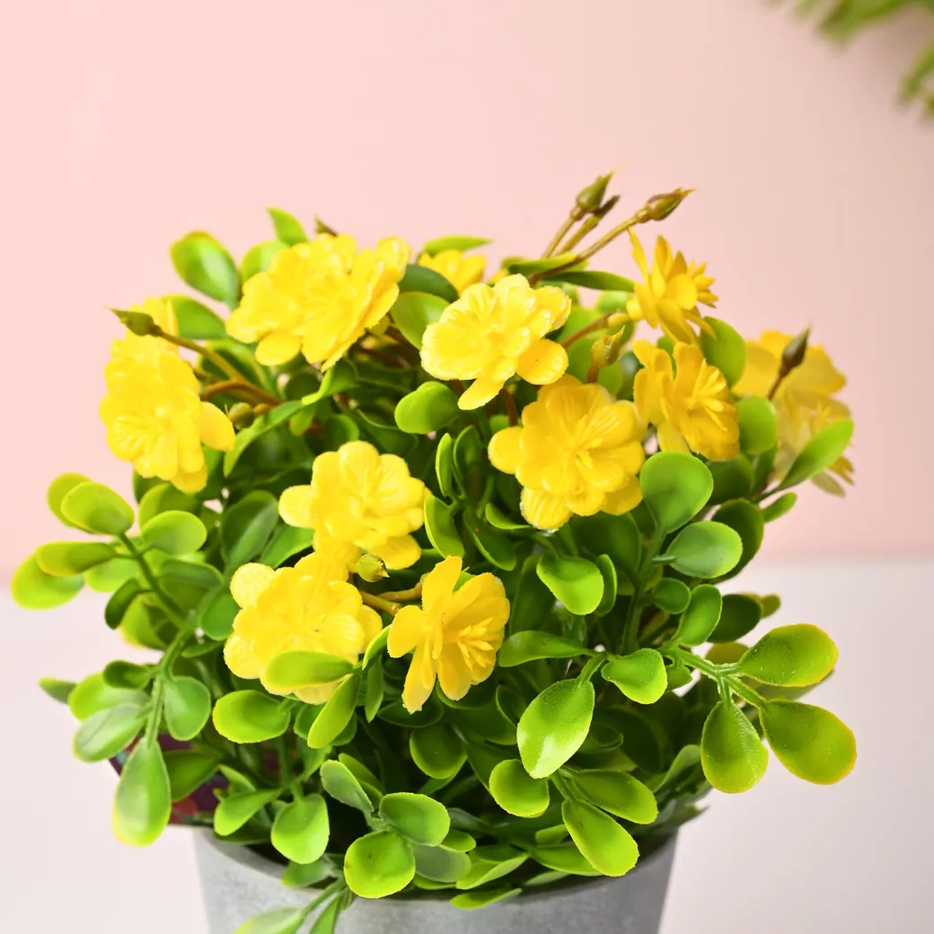 Artificial Plant With Pot – Green & Yellow