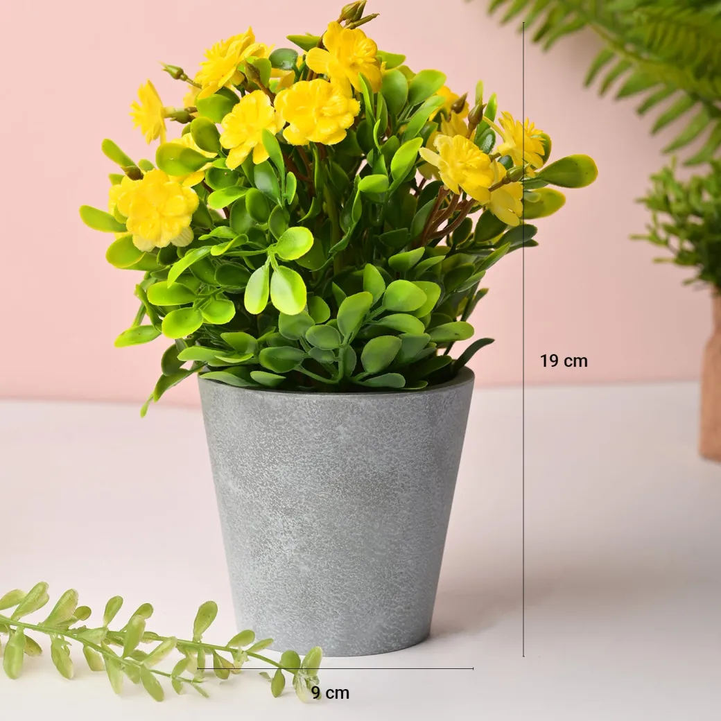 Artificial Plant With Pot – Green & Yellow