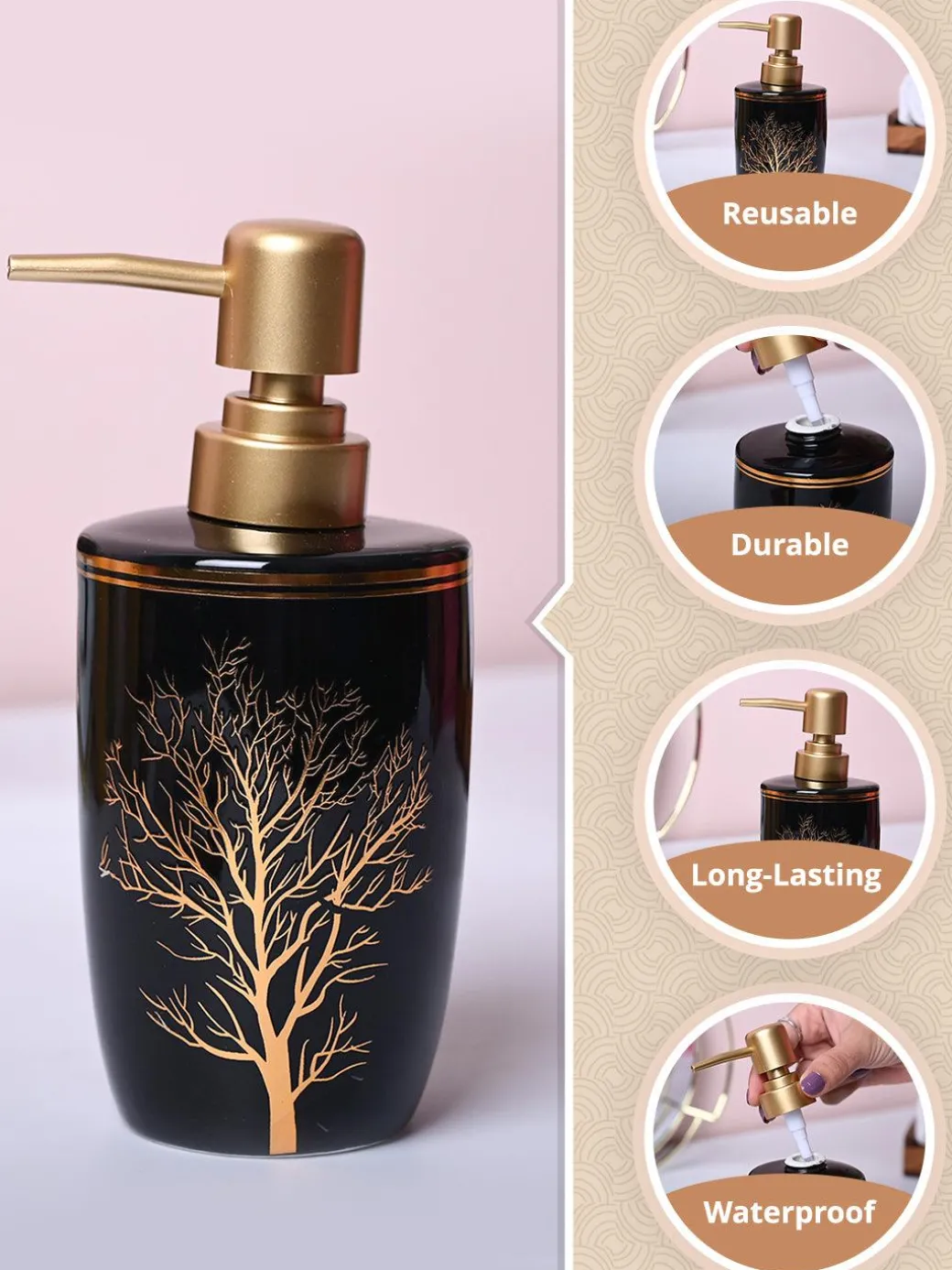 Artistic Black Ceramic Soap Dispenser