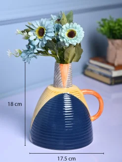 Asymmetrical Elegance - Blue & Yellow Vase