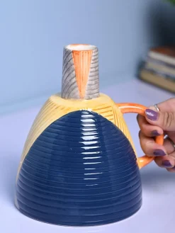 Asymmetrical Elegance - Blue & Yellow Vase