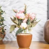 Baby Pink Roses Artificial Flower Vase For Home Decor