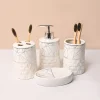 Bathroom Accessory Set (White with Grey, Ceramic – 4 Pc)