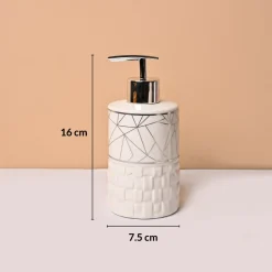 Bathroom Accessory Set (White with Grey, Ceramic – 4 Pc)