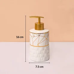 Bathroom Accessory Set (White with Brown, Ceramic – 4 Pc)