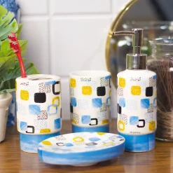 Bathroom Set of 4 - Multiple Square Print
