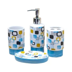 Bathroom Set of 4 - Multiple Square Print