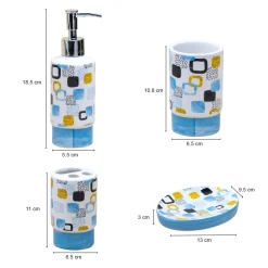 Bathroom Set of 4 - Multiple Square Print