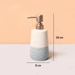 Bathroom Set (Set of 4) – White & Blue Ceramic