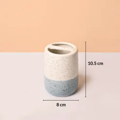 Bathroom Set (Set of 4) – White & Blue Ceramic