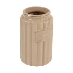 Beige Ceramic Bathroom Set Of 4 - Ribbed Design, Bath Accessories