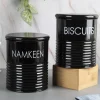 Biscuits & Namkeen Jar Set Of 2 ( Black, Each 1700 Ml )