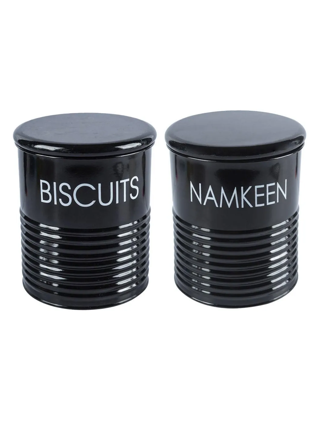 Biscuits & Namkeen Jar Set Of 2 ( Black, Each 1700 Ml )