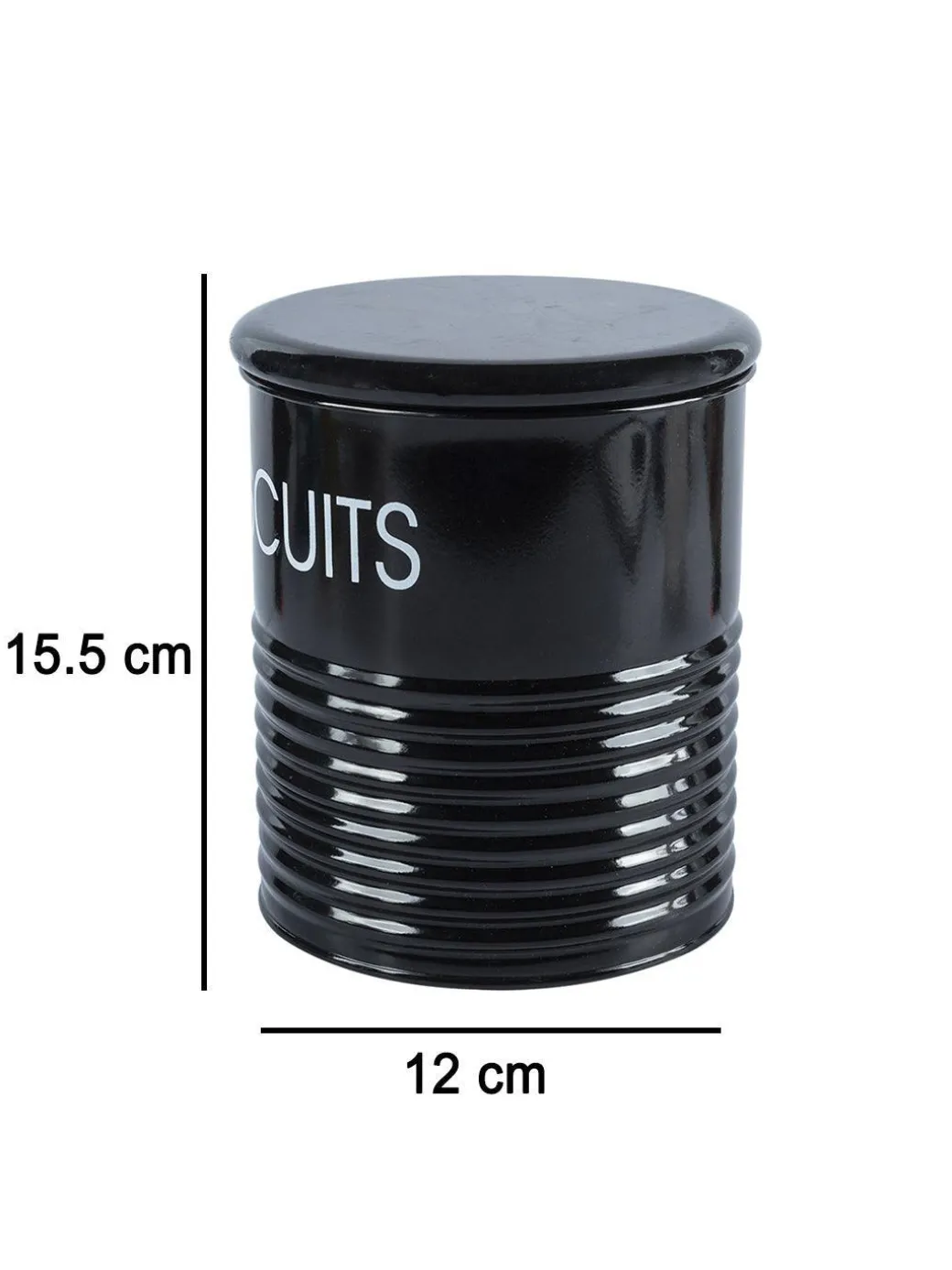 Biscuits & Namkeen Jar Set Of 2 ( Black, Each 1700 Ml )