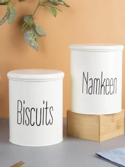 Biscuits & Namkeen Set Of 2 ( White, Each 1700 Ml )