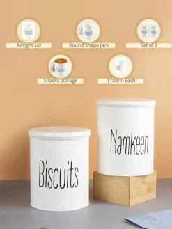 Biscuits & Namkeen Set Of 2 ( White, Each 1700 Ml )