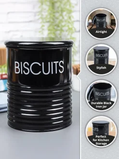 Biscuits Jar with Lid - (Black, 1700mL)