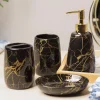 Black Ceramic Bathroom Set Of 4 - Stone Finish, Bath Accessories