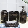 Black Ceramic Bathroom Set Of 4 - Ribbed Design, Bath Accessories
