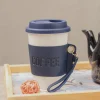 Black Ceramic Sipper - Leather Grip, 350 Ml