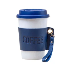 Black Ceramic Sipper - Leather Grip, 350 Ml