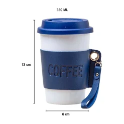 Black Ceramic Sipper - Leather Grip, 350 Ml