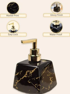 Black Ceramic Soap Dispenser - Stone Finish, Bath Accessories