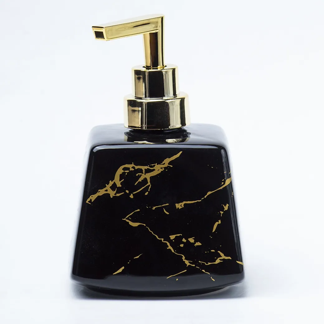 Black Ceramic Soap Dispenser - Stone Finish, Bath Accessories