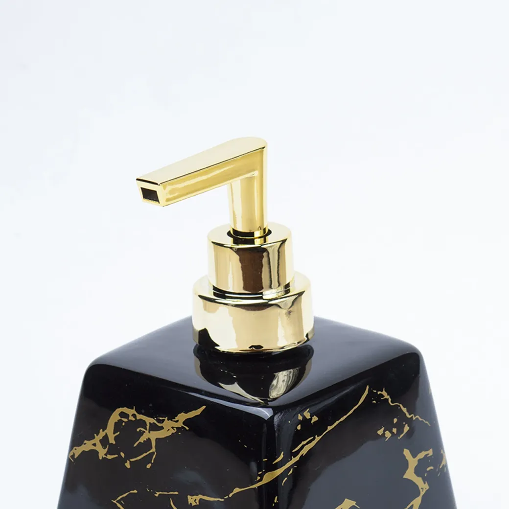 Black Ceramic Soap Dispenser - Stone Finish, Bath Accessories
