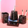 Black Ceramic Soap Dispenser 400 Ml - Set Of 4